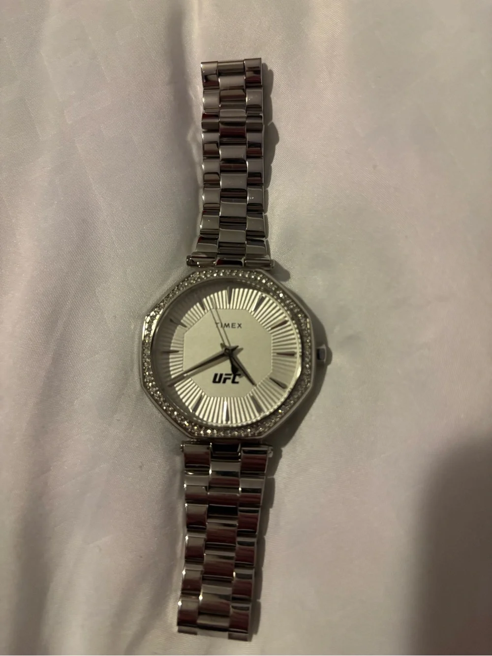 Timex Men's Silver Stainless Steel Bracelet Watch with White Dial